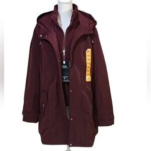 HFX Cozy Hoodie Jacket Quilted Lining Burgundy Women's Size XXL NWT